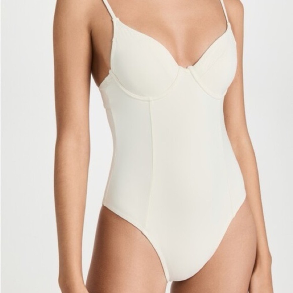 Good American Show Off One Piece Swimsuit White